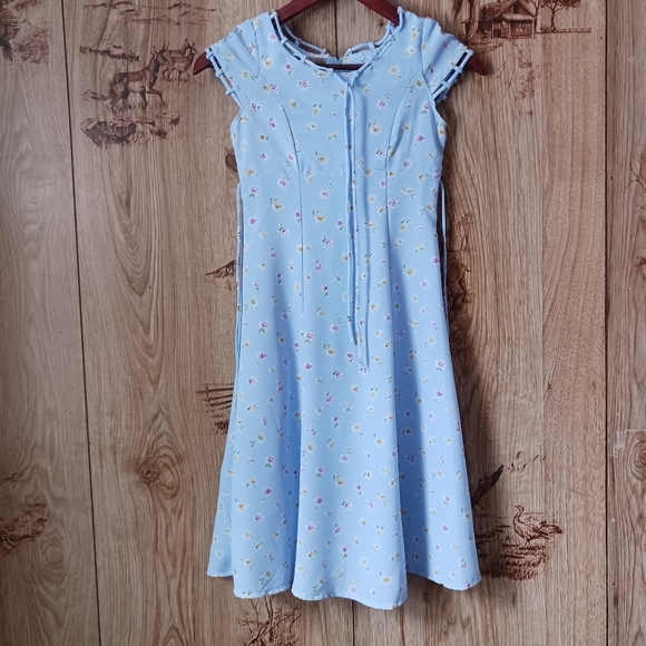 Vintage Biscotti Blue Floral Easter Dress Size 6 - Picture 1 of 9